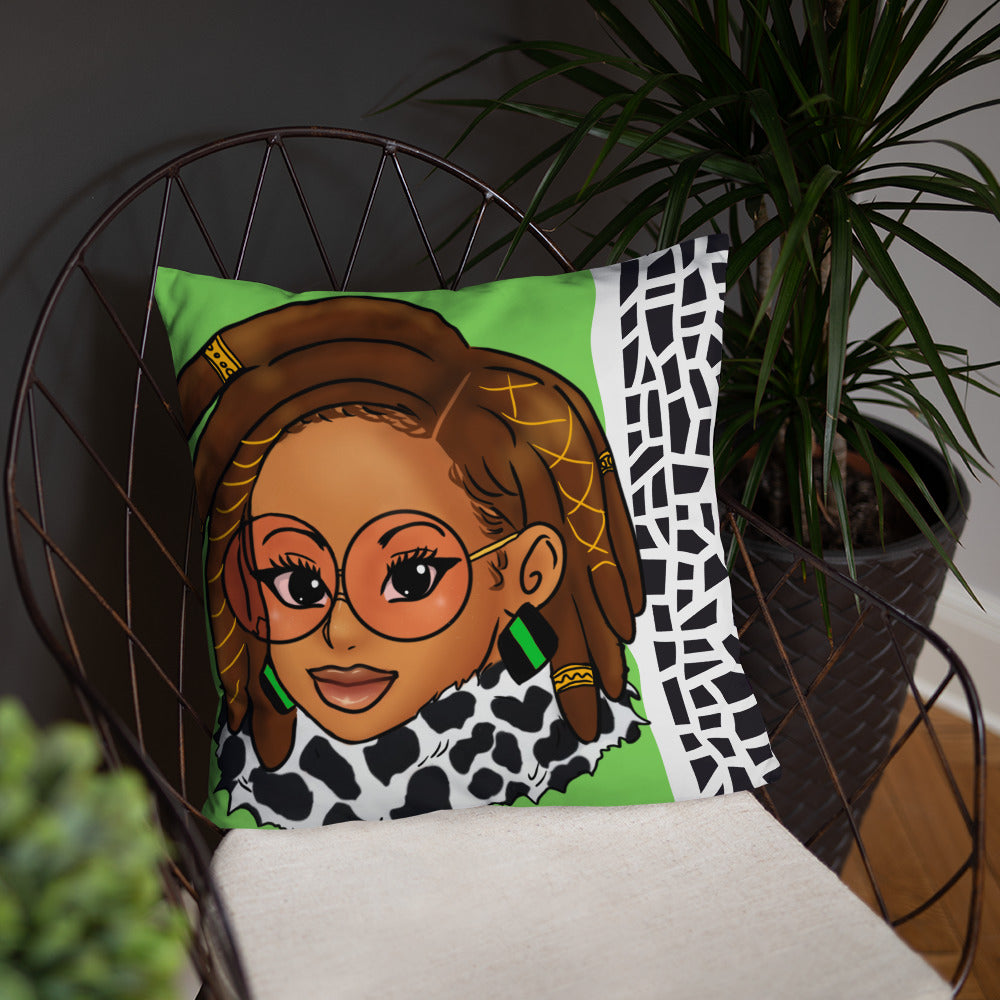 Green Braided/Locs Luxury 18" x 18" Throw Pillow