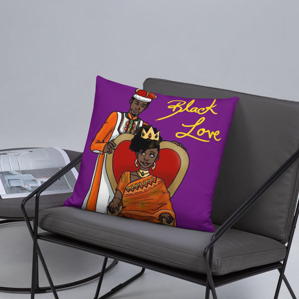 Black Love Black Couple King and Queen Square Throw Pillow