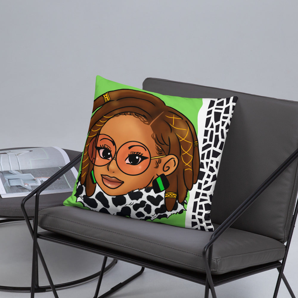 Green Braided/Locs Luxury 18" x 18" Throw Pillow