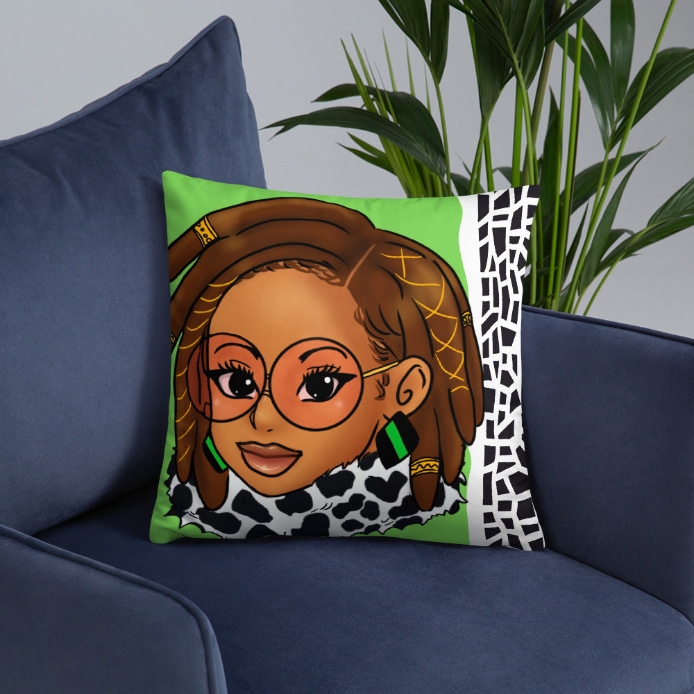 Green Braided/Locs Luxury 18" x 18" Throw Pillow