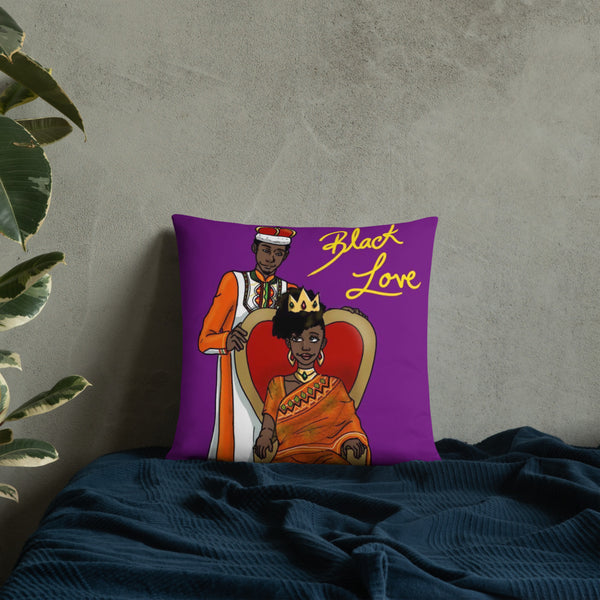 Black Love Black Couple King and Queen Square Throw Pillow