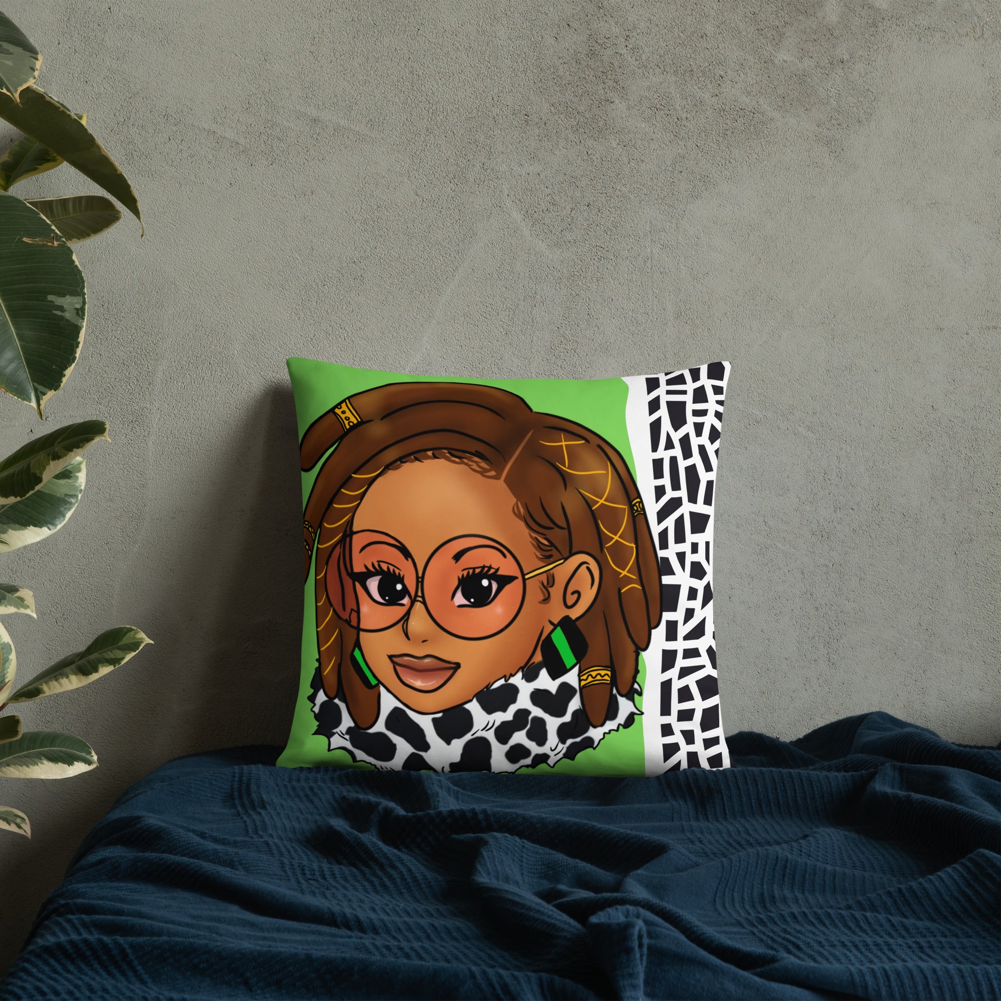 Green Braided/Locs Luxury 18" x 18" Throw Pillow