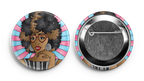a pin showing a fashionable black girl with natural 4c hair