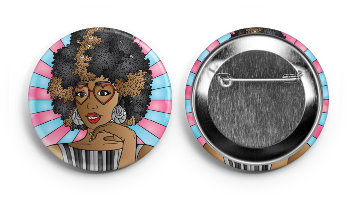 a pin showing a fashionable black girl with natural 4c hair