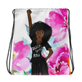 Pink black girls rock drawstring bag