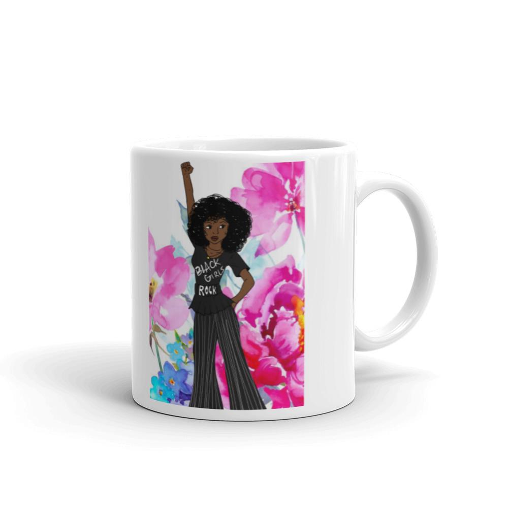 Black girls rock white glossy mug with handle on the right