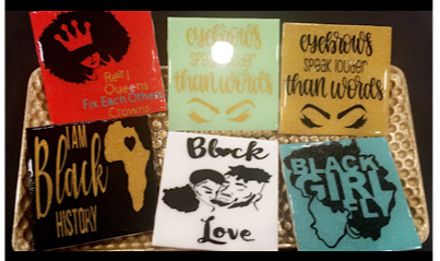 Handmade Black Art Drinking Coasters