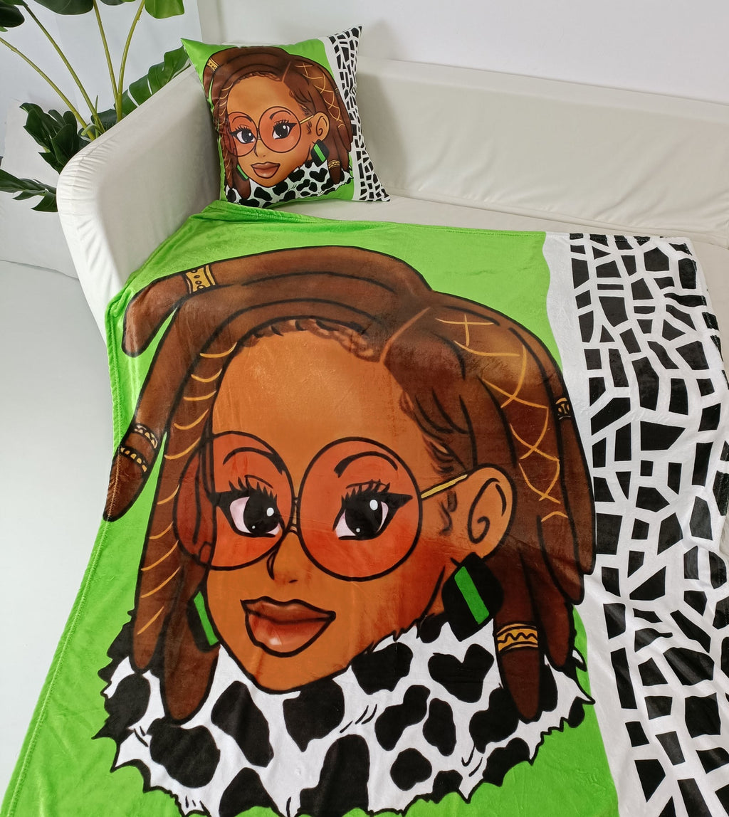 Women & Girls Goddess Locs Pillowcase, EyeMask & Throw Blanket Bundle Set