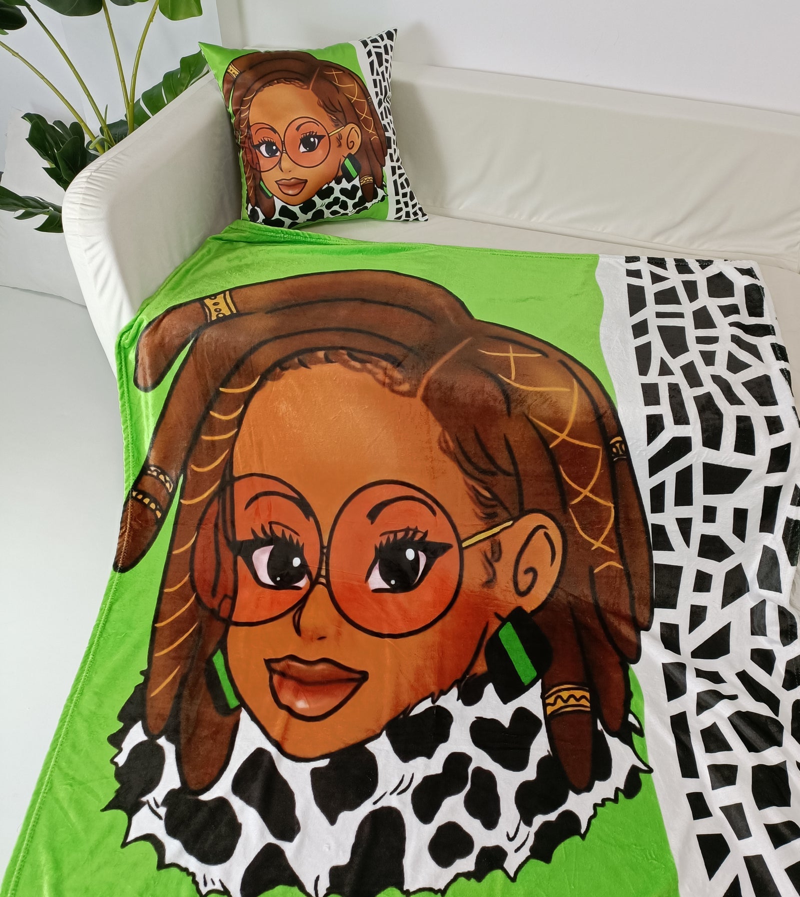Women & Girls Goddess Locs Pillowcase, EyeMask & Throw Blanket Bundle Set