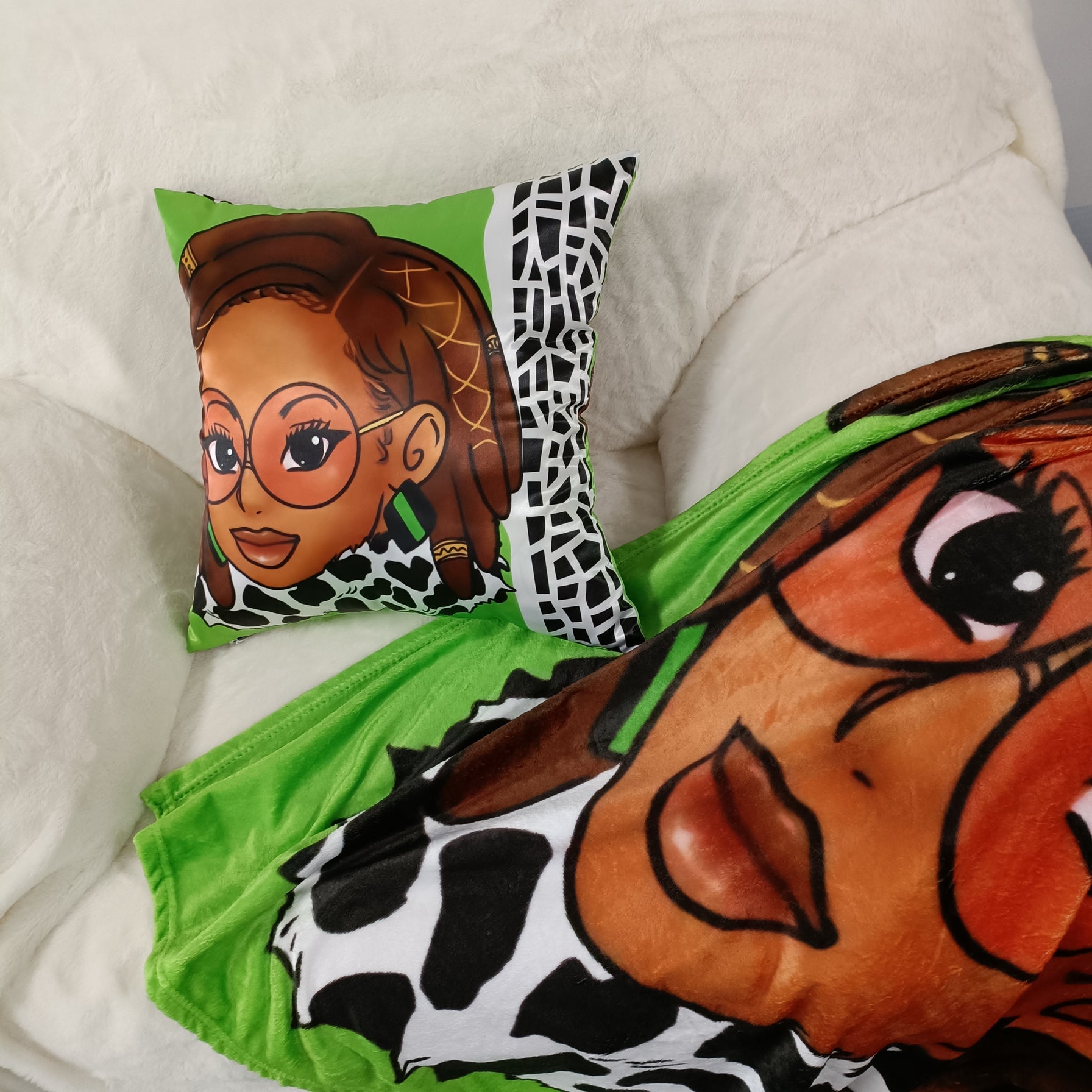 Women & Girls Goddess Locs Pillowcase, EyeMask & Throw Blanket Bundle Set