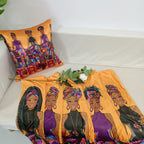 3 Piece TRIBE African Style Pillowcase, Eye Mask & Throw Blanket Bundle Lounge Set