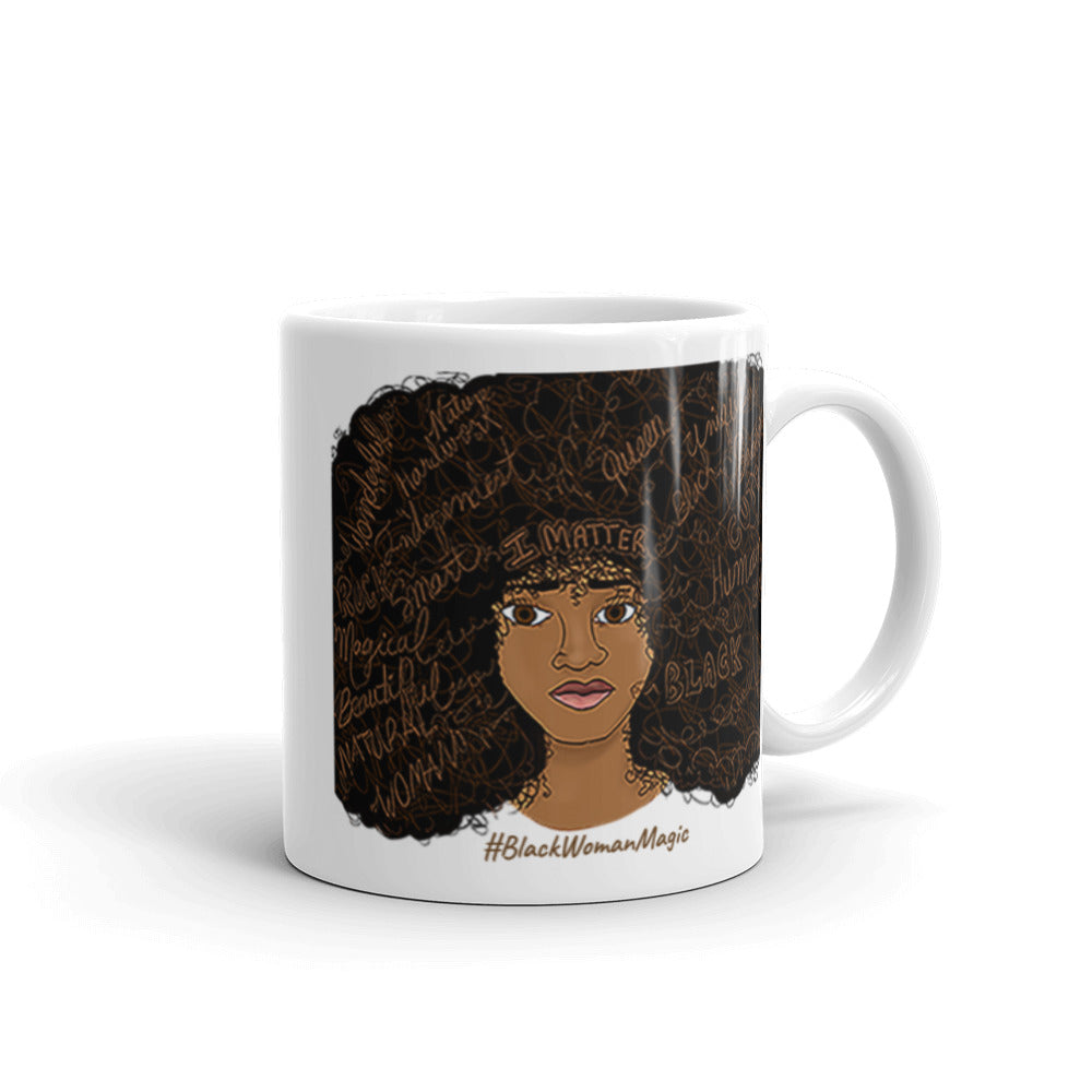 I Matter Afro Word Art Natural Hair Coffee Mug For Black Women