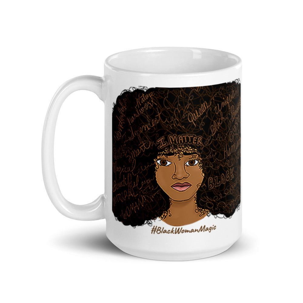 I Matter Afro Word Art Natural Hair Coffee Mug For Black Women