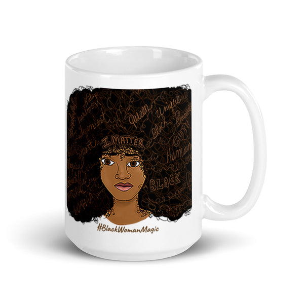 I Matter Afro Word Art Natural Hair Coffee Mug For Black Women